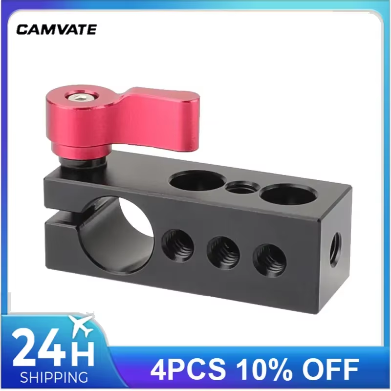 Standard 15mm Single Rod Clamp Adapter With 1/4" Thread Holes For DSLR Camera Ca