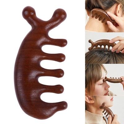 Sandalwood Massage Comb Head Meridian Scalp Shoulder Neck Anti-static Wide s1-ji