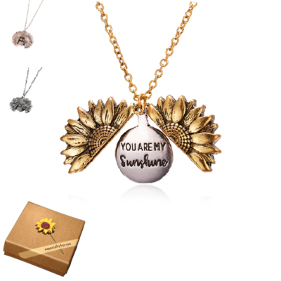 SUNFLOWER YOU ARE MY SUNSHINE NECKLACE CHILDREN GOLD SILVER GIFT