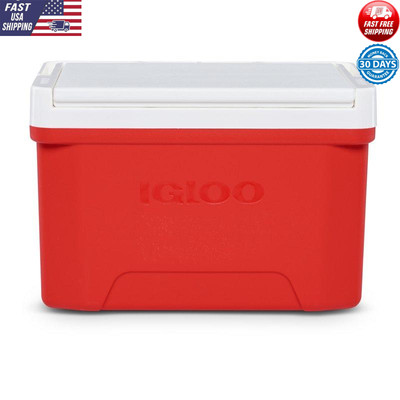9-Quart Red Ice Chest Cooler W/ Integrated Bale Handle Easy Stacking and Storage