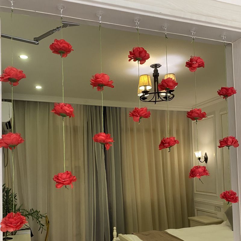 1set Arqué Fleur Artificielle Fenêtre Porte Rideau Beau Mignon Maison Porte