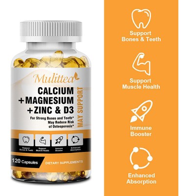 Zinc Calcium Magnesium & Vitamin D Complex Supplement Bone Muscle Immune Support