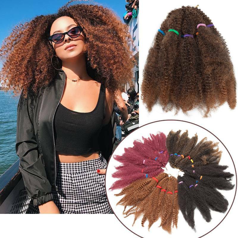 Afro Kinky Bulk Hair Extension Curly Twist Crochet Braids 100% Natural as Human