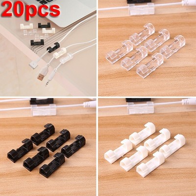 Kit Cable Clips Self Adhesive Charger Cord Clamp Table Desktop Organizer Holder
