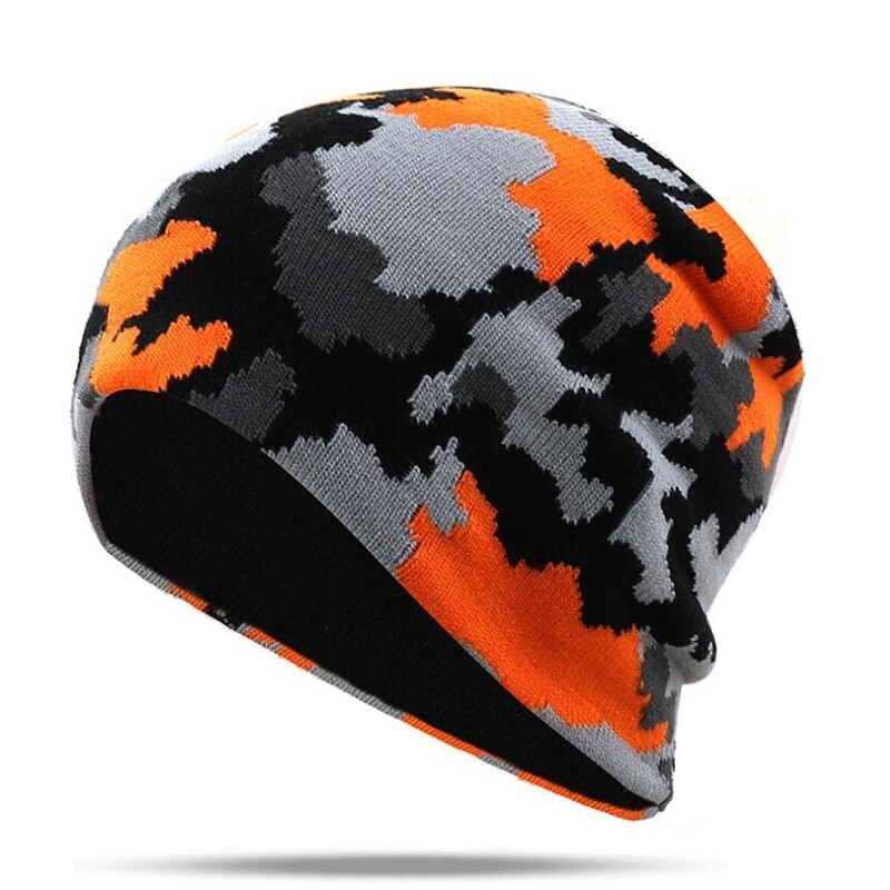 Blaze Orange Black Hunting CAMO Camouflage Stocking Cap Beanie