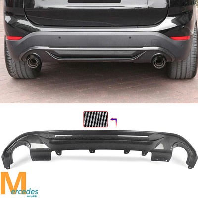 Dual Exhaust Rear Bumper Diffuser Carbon Look ABS For BMW F48 F49 X1 2016-2021