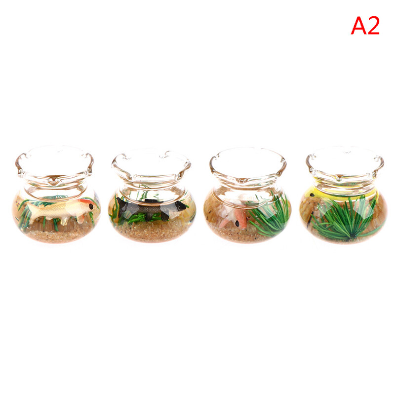 Dollhouse Miniature Glass Fish Tank Bowl Aquarium Doll House Home OrnamentA_ro