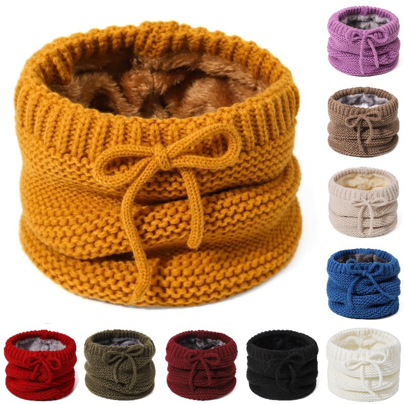 Knitted Fleece Lined Thick Neck Collar Scarf Neckerchief Neck Warmer Winter