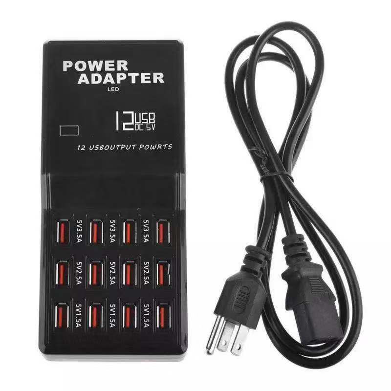 Multi 12 Port USB Charging Station Hub Desktop Wall Cell Phone Charger Organizer