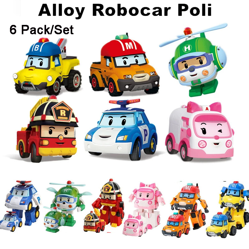 Robocar Toy POLI ROY AMBER HELLY Robot 6pcs Transformers Action Figure Car Kids