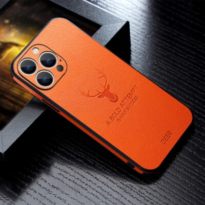 Luxury Leather Elk Deer Silicone Case For iPhone 15 14 Pro Max 13 12 11 XR Cover