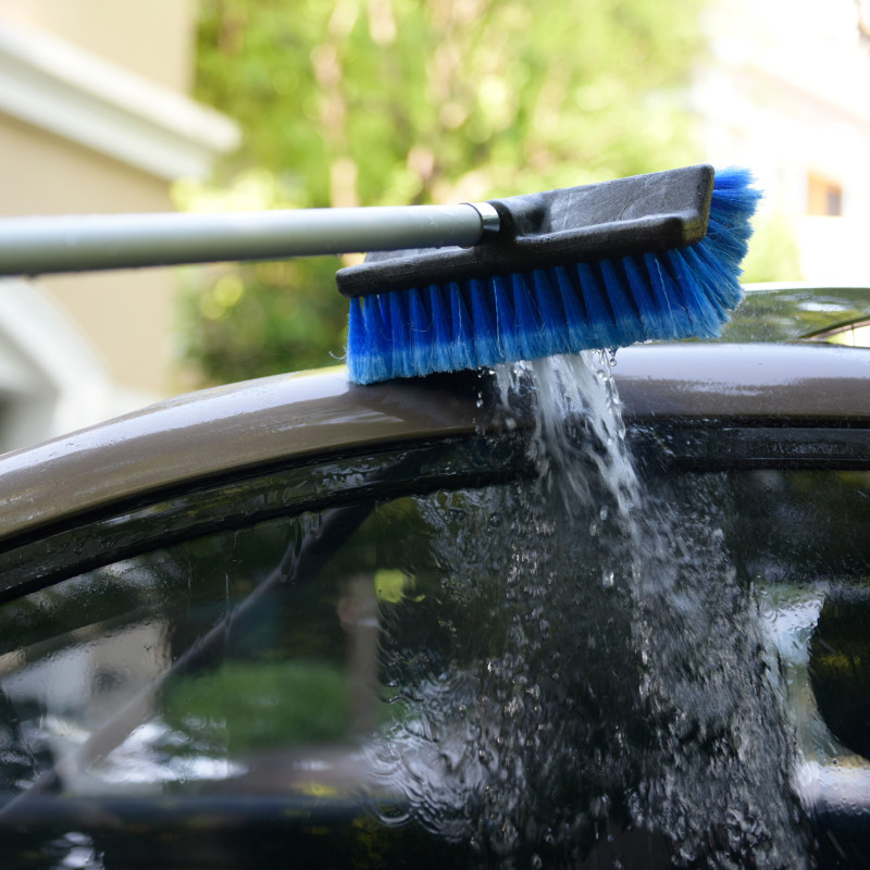CarCarez RV Flow-Through Wash Brush with Adjustable Long Handle,Blue