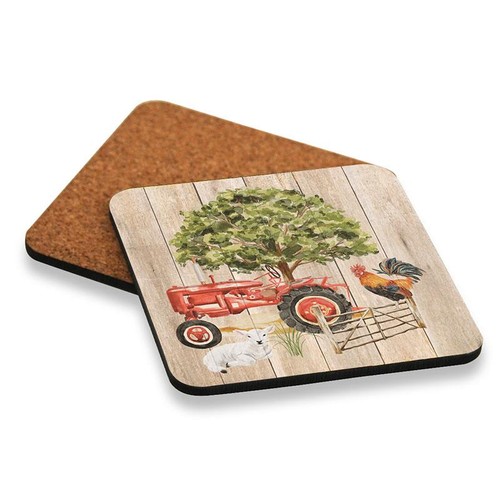 Kitchen Cork Backed Drink Coasters Farmyard Set of 6
