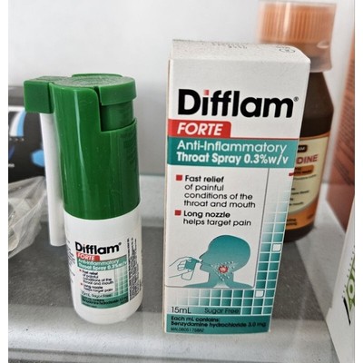 15ml DIFFLAM FORTE SORE THROAT SPRAY Fast Cough Pain Relief X 4pack