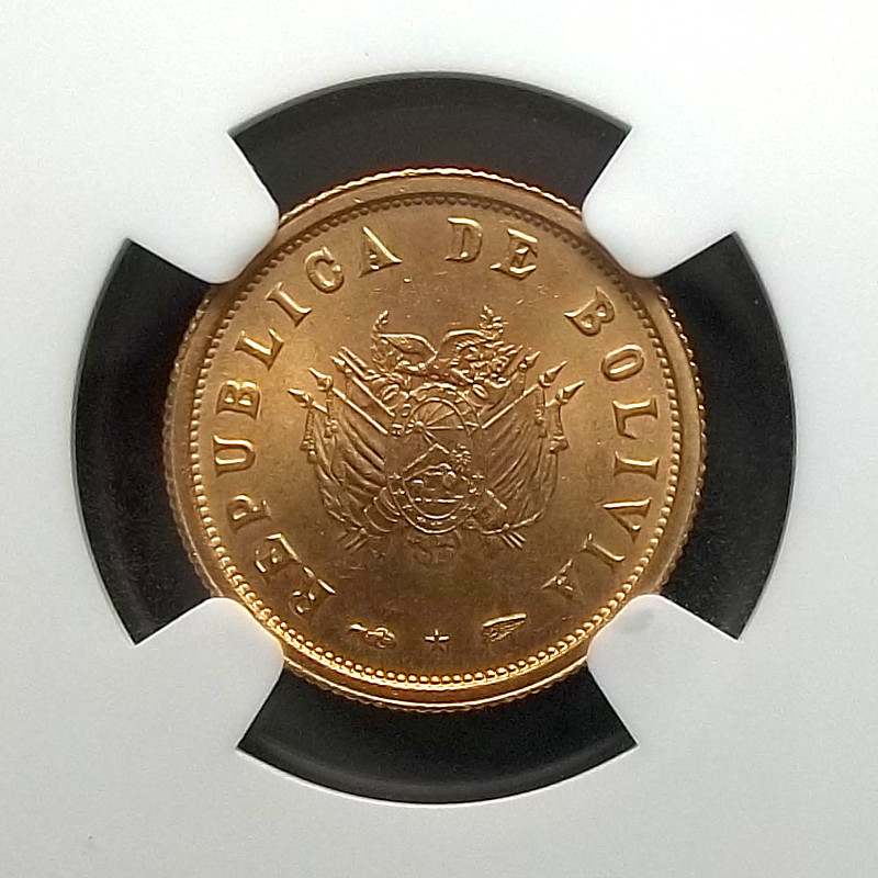 BOLIVIA - 1952 - 3.5 GRAMOS - NGC MS63 - REVOLUTION - 3.5G - GOLD
