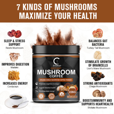 Organic Mushroom Coffee Powder Support Brain Health Promotes Cognitive & Energy