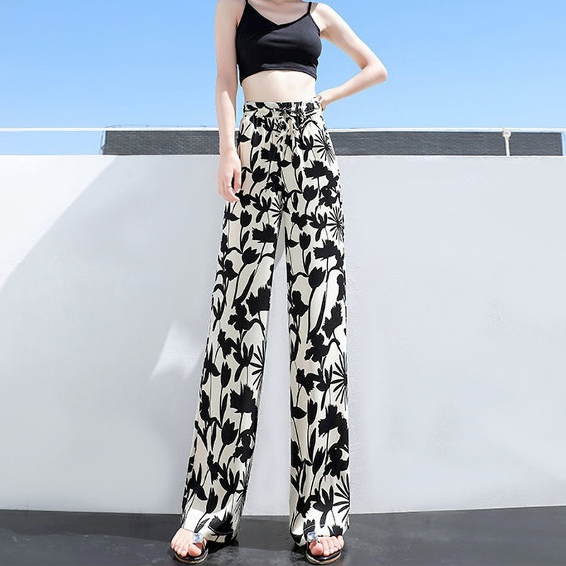 パンツ Simona Corsellini Wide-Leg Trousers With Floral Print Simona Corsellini - Wide-leg trousers in flower ink print