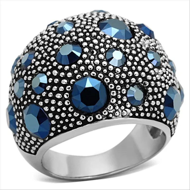 Women'S Stainless Steel 316 Montana 5.63 Carat Crystal Cocktail Fashion Ring Size 5-10