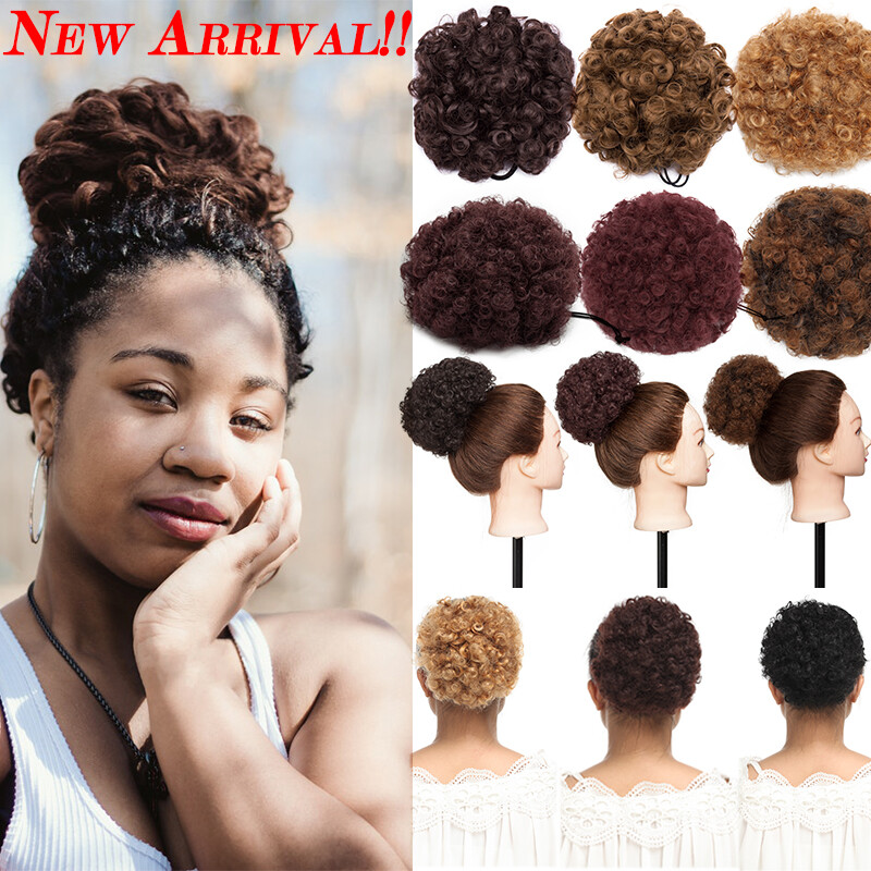 Afro Twist Bun Chignon Updo Kinky Puffy Remy Real As Human Natural