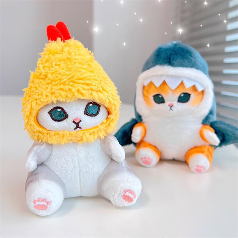 Cute Shark Cat Fried Shrimp Cat Plush Doll Decor Toy Pendant Kids Birthday Gifts