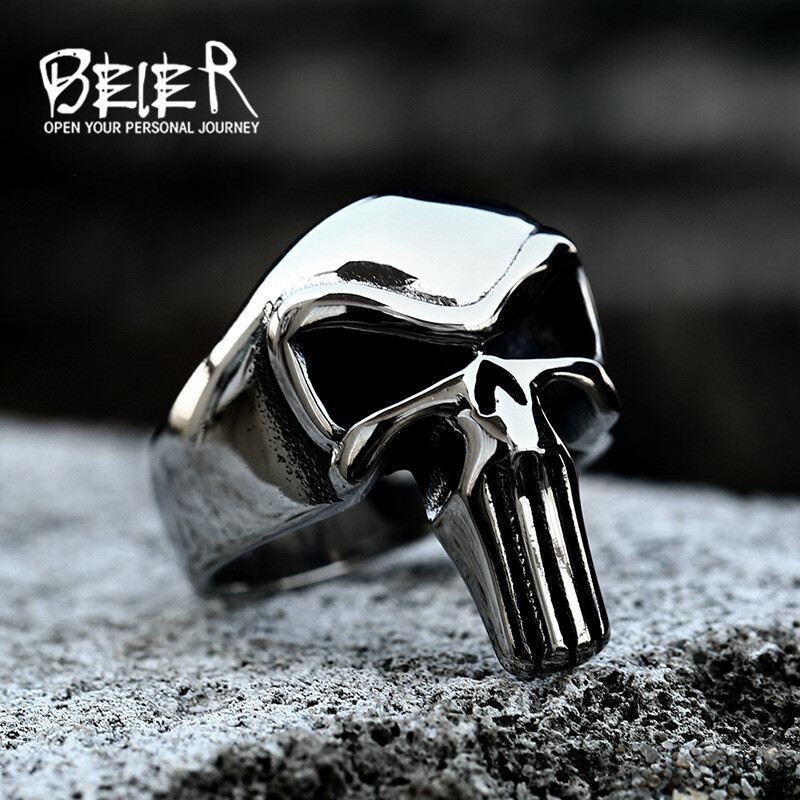 2025New skull titanium steel ring with retro style stainless