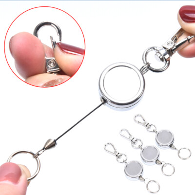 Retractable Pull Key Ring Chain Clip Carabiner Holder Recoil Extendsl Keych-ca