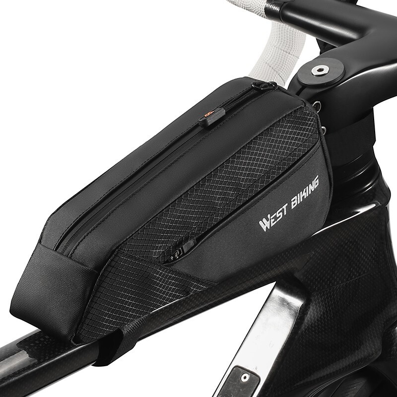 WEST BIKING Bicycle Frame Top Tube Bag Road Bike Small Triangle Bag 1L Black