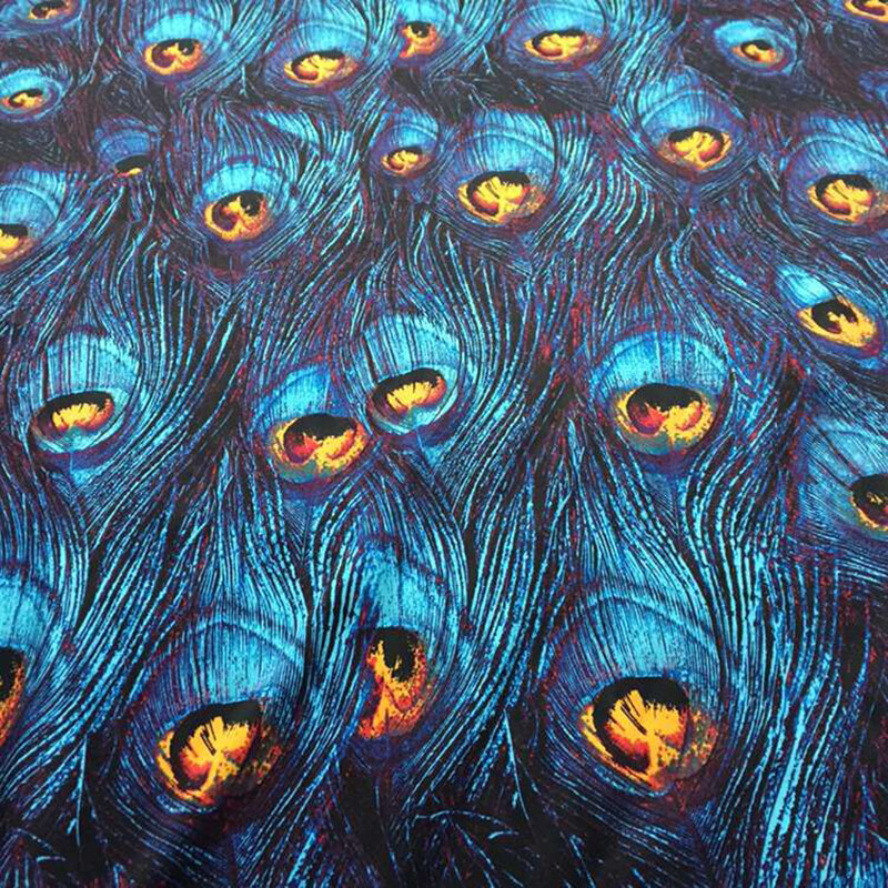 Cotton Fabric Cloth Peacock Feather Pattern cloth Crafts Costume Bag DIY 1M