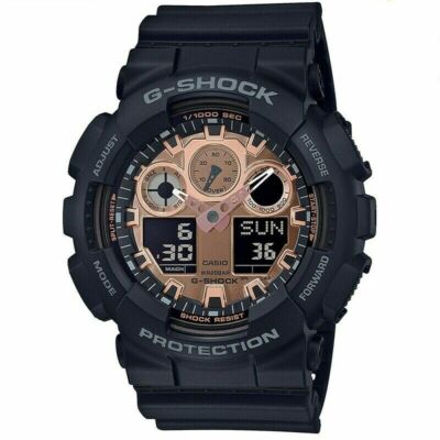 Casio Men's G-Shock Ana-Digital Rose Dial Black Resin Strap Watch GA100MMC-1A