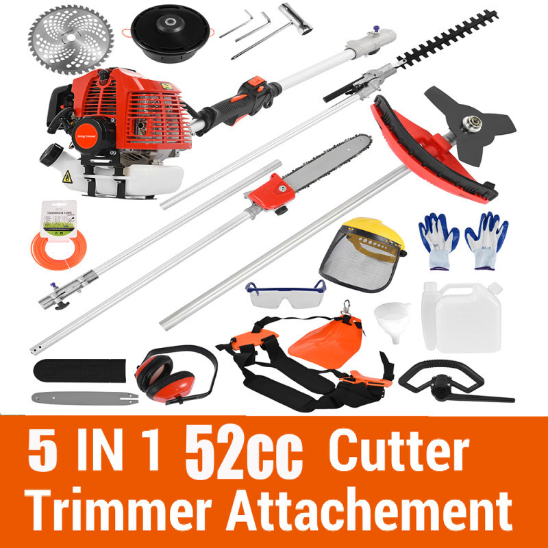 52cc 2-Stroke Multi Function Garden Tool Gas Brush Cutter String Grass Trimmer