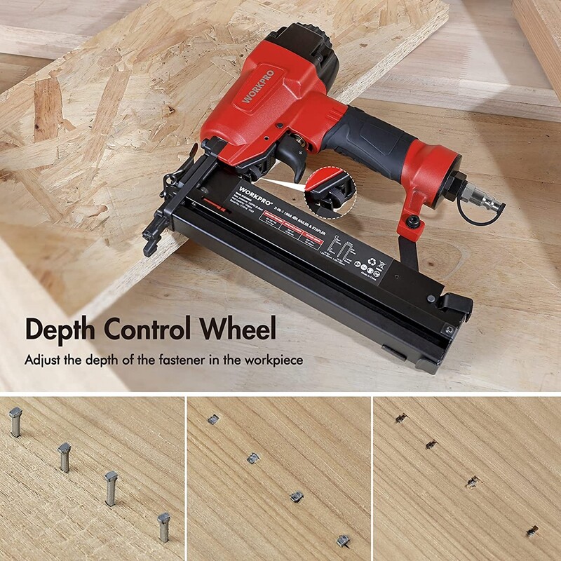 WORKPRO 18 GA 2 in 1 Pneumatic Brad Nailer Nail Gun Crown Stapler W/400pcs Nails