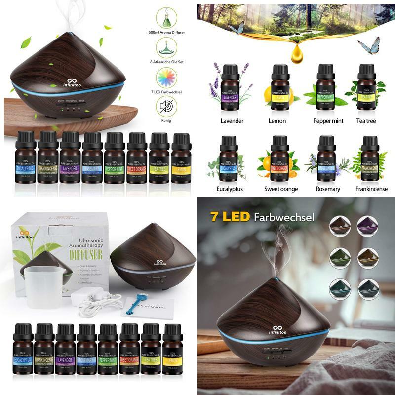 Aroma Diffuser Mit 8 Stück Ätherische Öle Set, Duftöldiffusoren Luftbefeucht