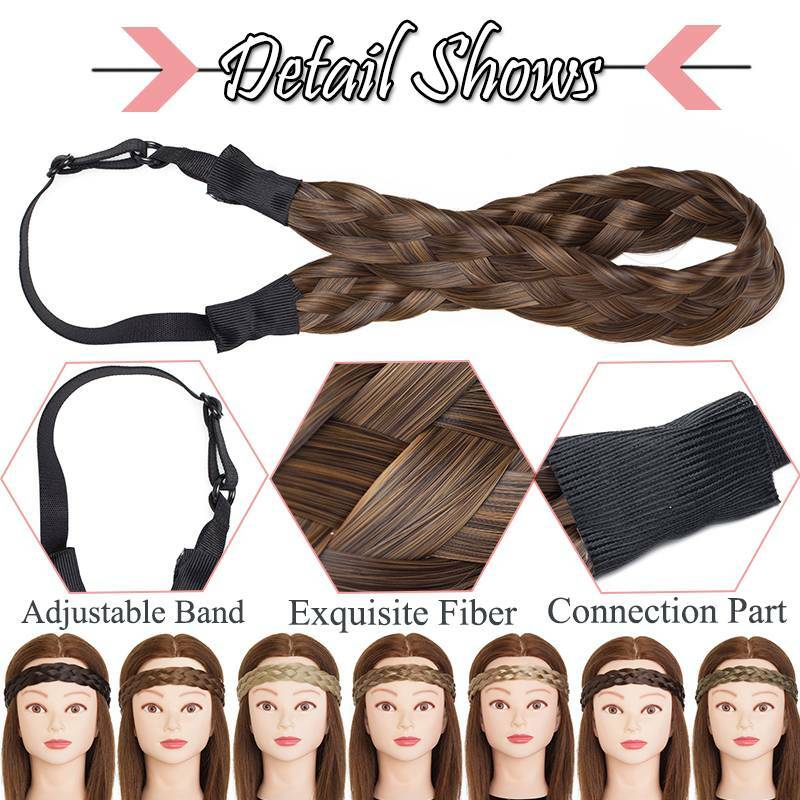 Thick Braided Headband Hair Band Plaited Chunky Braid Band Real Natural as Human