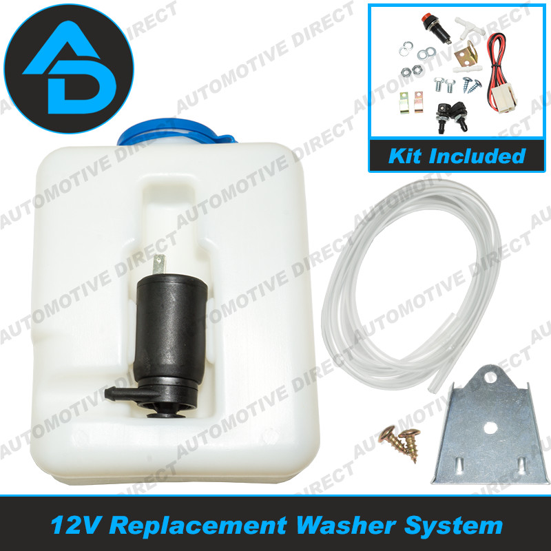12V Windscreen Washer Bottle Kit 1.3L with Pump Jets Tubing Universal Car Van - Picture 2 of 9