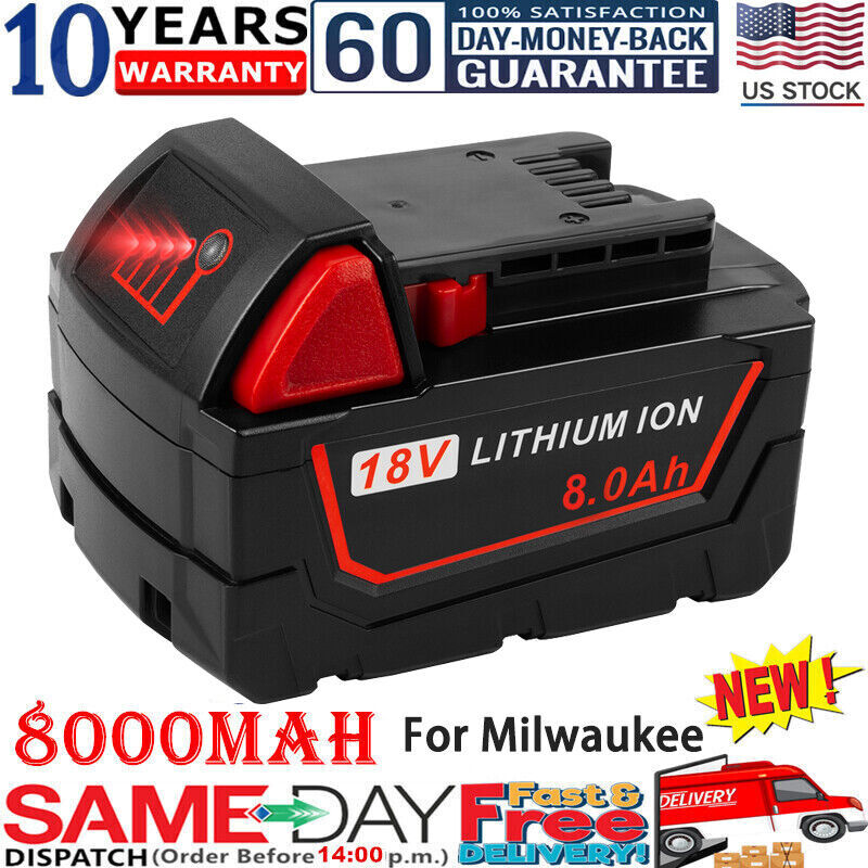 NEW For Milwaukee M18 Lithium ion 8.0AH Extended Capacity Battery 48-11-1860 US