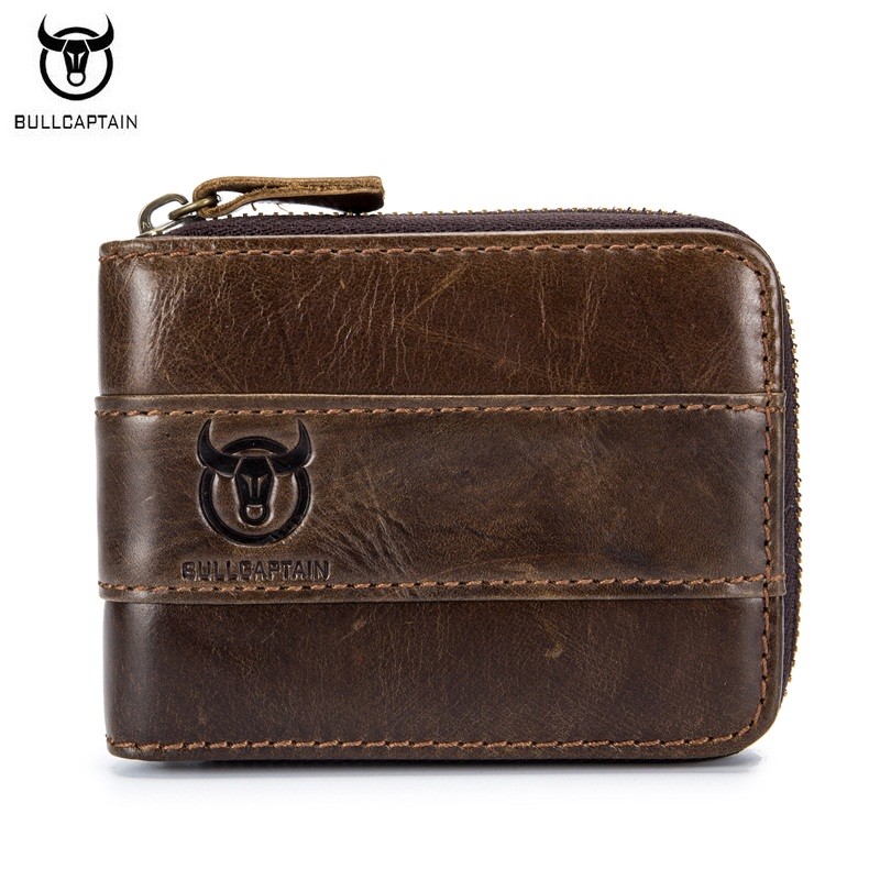 BULLCAPTAIN Men Wallets Cow Genuine Leather Purpse Fashion