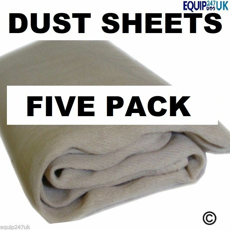 5 x LARGE PROFESSIONAL 100 COTTON TWILL DUST SHEETS DECORATING 10ft x