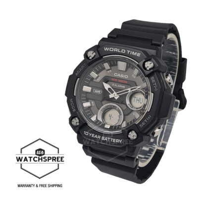 Casio Analog-Digital Black Resin Band Watch AEQ120W-1A