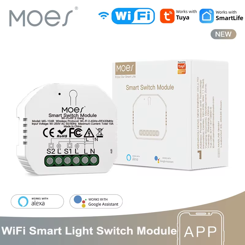Tuya WiFi Smart Light Switch Relay Module 1/2/3 Gang Smart Life/Tuya App Control