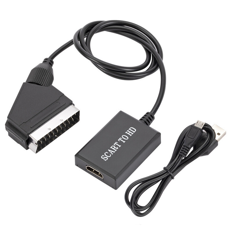 SCART to HDMI Converter Cable SCART > HDMI ** DVD TO HD TV ** Video Adapter