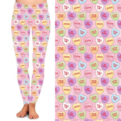 Conversation Candy Hearts Valentine's Day Womens Leggings TC2 Ex Plus Size 20-26