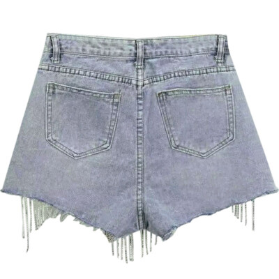 Denim shorts with tassels 2025