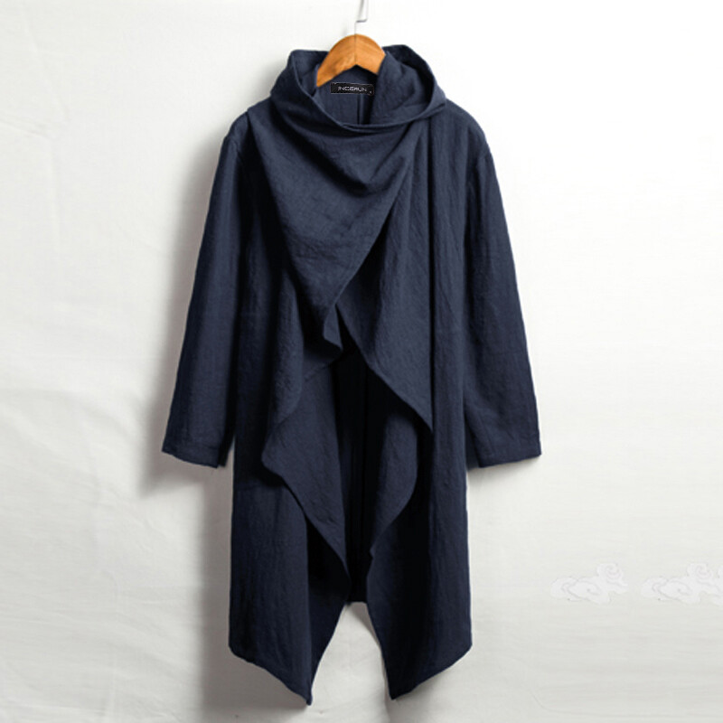 INCERUN Mens Shawl Cloak Cape Poncho Tops Coat Jacket Casual Loose Long Outwear