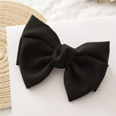 Ladies' hair clip black headpiece large bow linen hair clip elegant ponytail