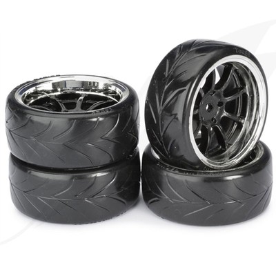 FR- Absima Wheel Set Drift LP '' 9 Spoke / Profile A'' black/chrome 1:10 (4 pcs) -