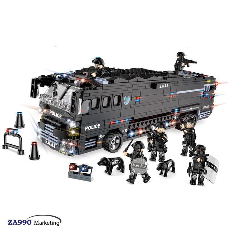 Bausteine SWAT Team Spezialeinheit Wagen Polizei Bus