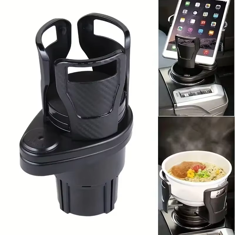 360 Rotating Car Cup Holder Expander Dual Cup Mount Phone Holder Adapter