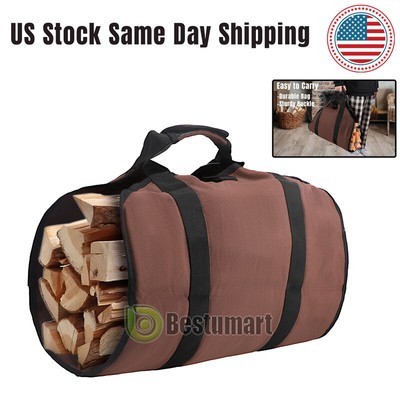 18x39'' Bolsa De Transporte Extra Grande Para Leña Lona Resistente Soporte Diario