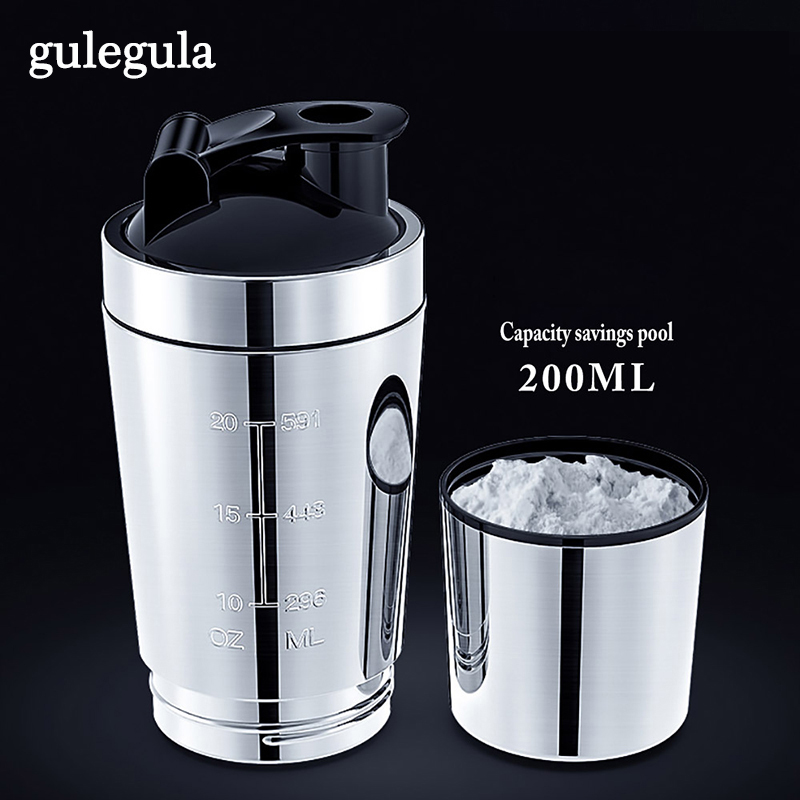 NEW Stainless Steel Cup Vacuum Mixer Drink Double Layer Protein Powder Bottle