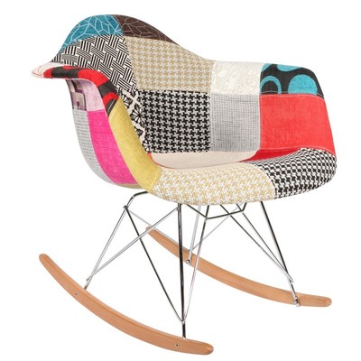 Patchwork S Mid Century Modern Vintage Molded Shell Plastic Rocking Chair